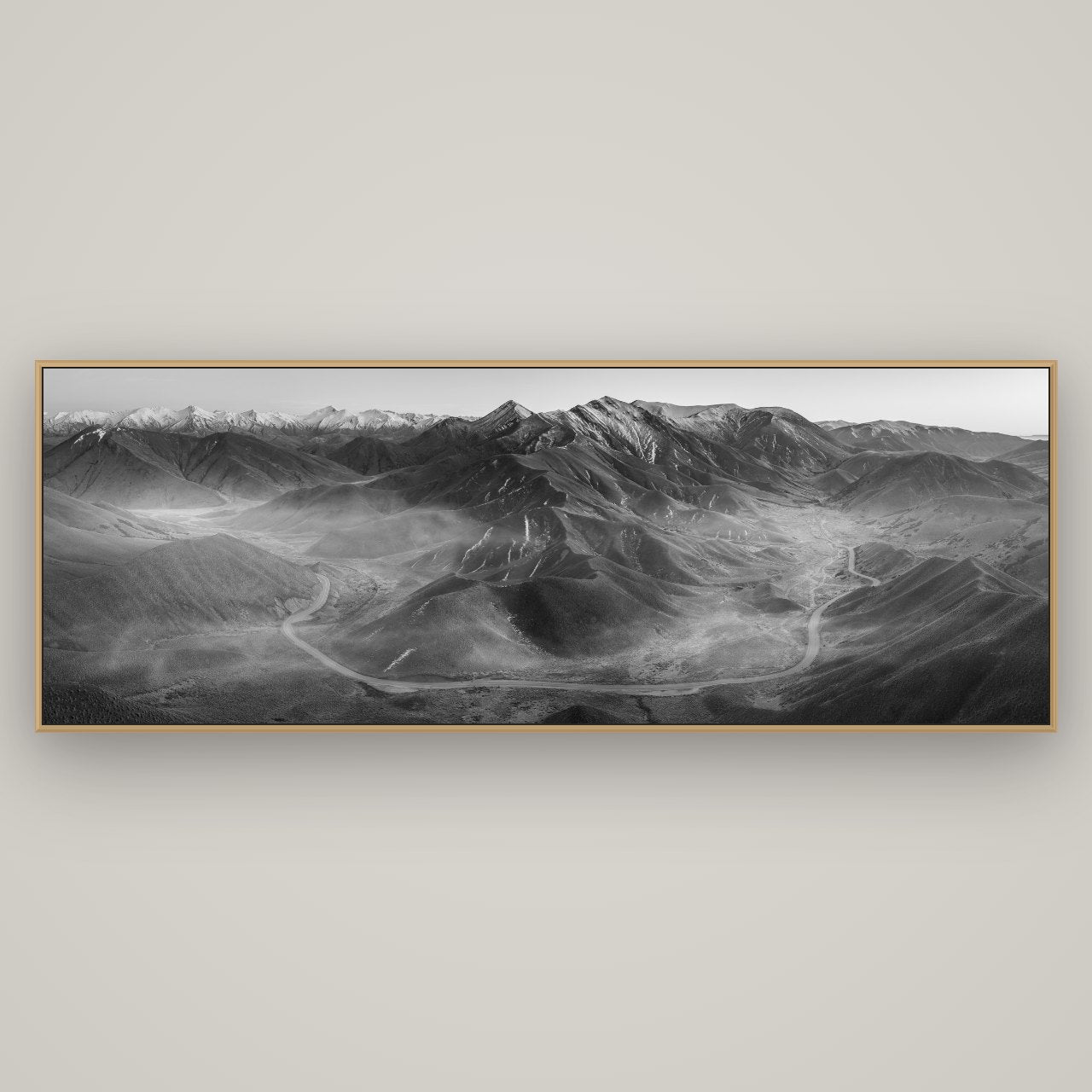 Dawn's Embrace, Lindis Pass Chronicles, Basel Natural Oak, 198×70 cm. New Zealand fine art wall art by Stephen Milner.
