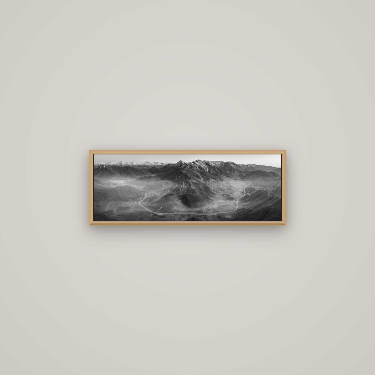 Dawn's Embrace, Lindis Pass Chronicles, Basel Natural Oak, 68×24 cm. New Zealand fine art wall art by Stephen Milner.