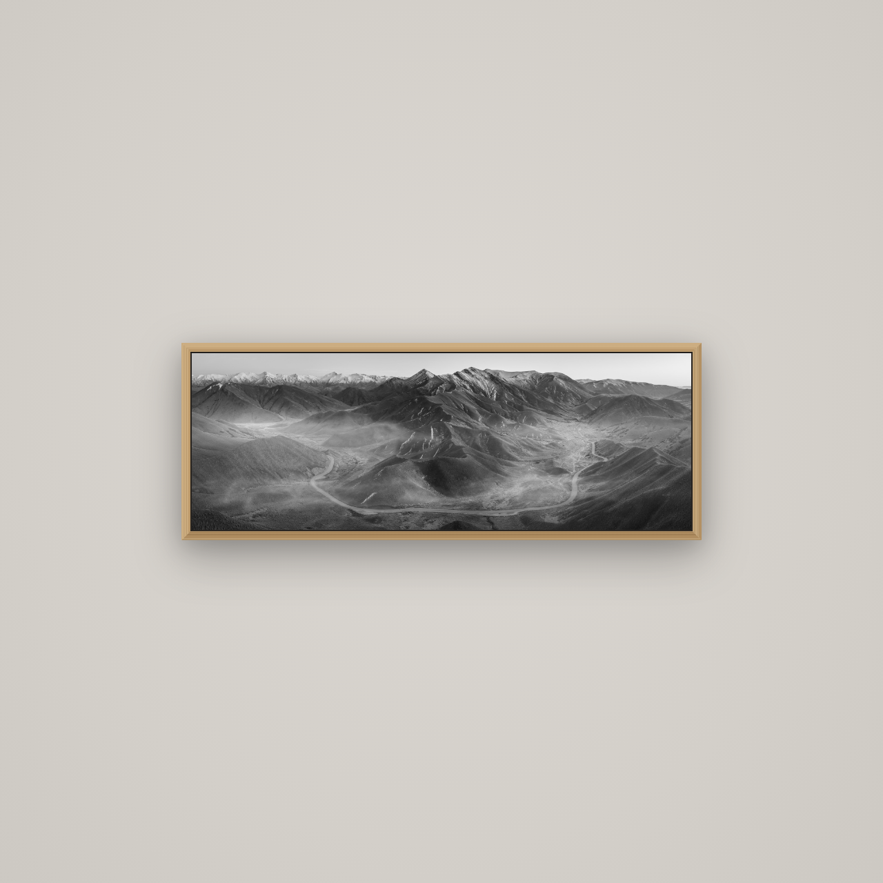 Dawn's Embrace, Lindis Pass Chronicles, Basel Natural Oak, 85×30 cm. New Zealand fine art wall art by Stephen Milner.