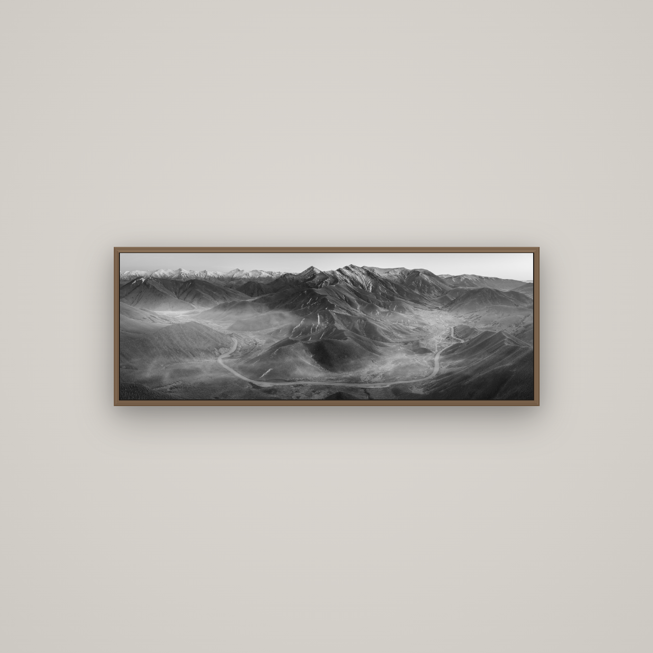 Dawn's Embrace, Lindis Pass Chronicles, Basel Walnut, 113×40 cm. New Zealand fine art wall art by Stephen Milner.