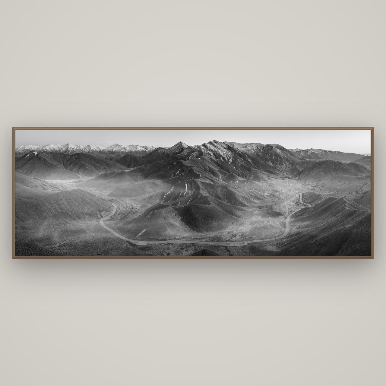 Dawn's Embrace, Lindis Pass Chronicles, Basel Walnut, 198×70 cm. New Zealand fine art wall art by Stephen Milner.