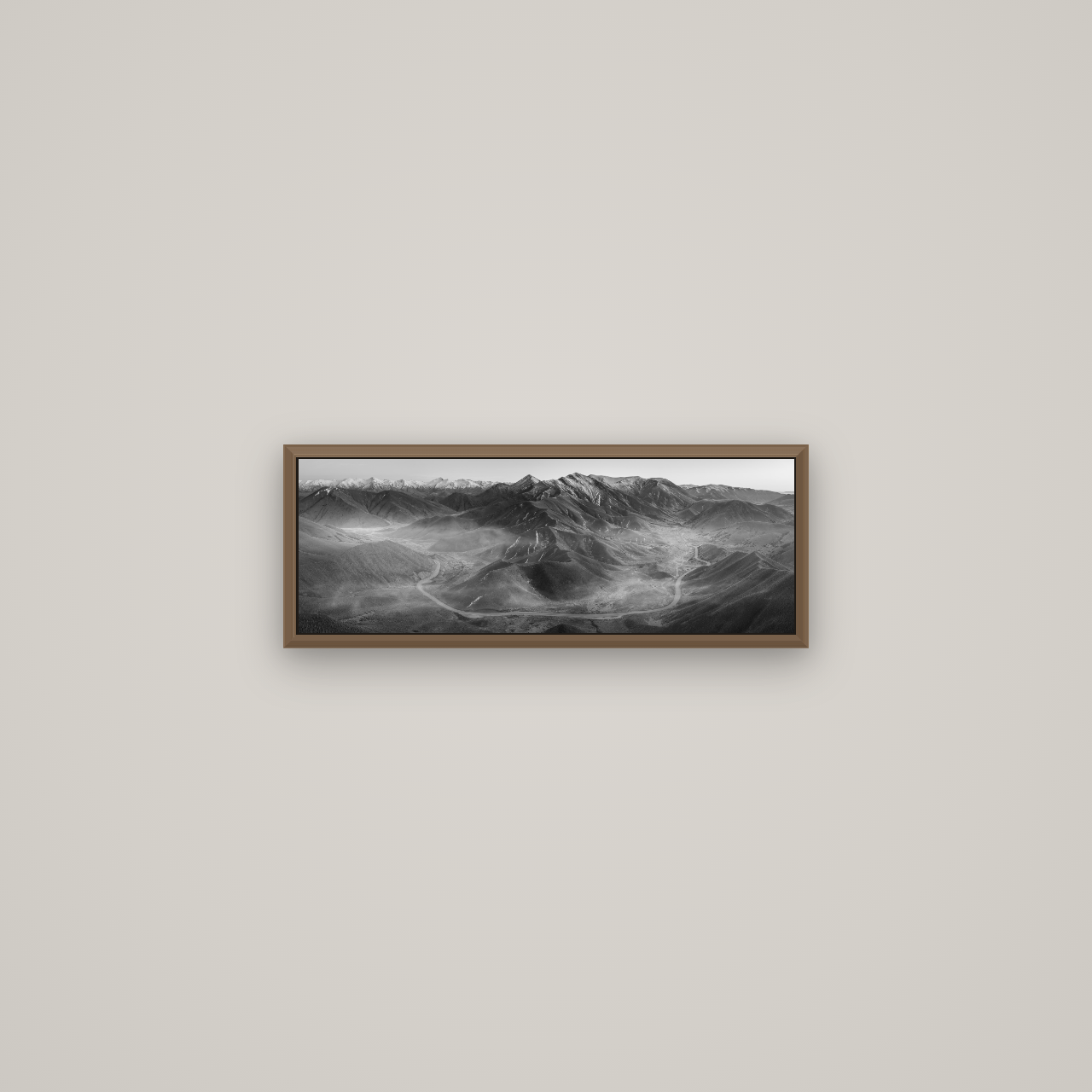 Dawn's Embrace, Lindis Pass Chronicles, Basel Walnut, 57×20 cm. New Zealand fine art wall art by Stephen Milner.