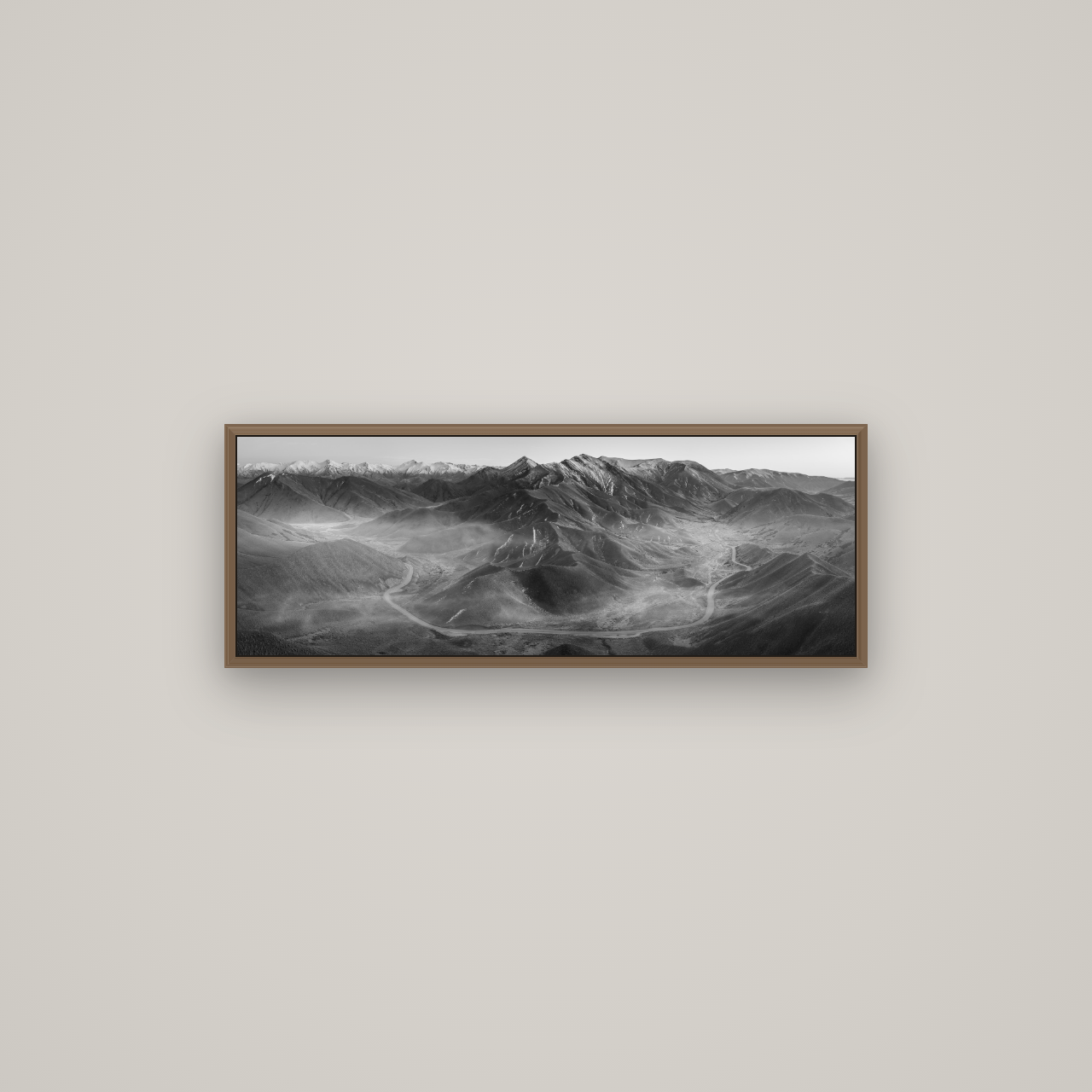 Dawn's Embrace, Lindis Pass Chronicles, Basel Walnut, 85×30 cm. New Zealand fine art wall art by Stephen Milner.
