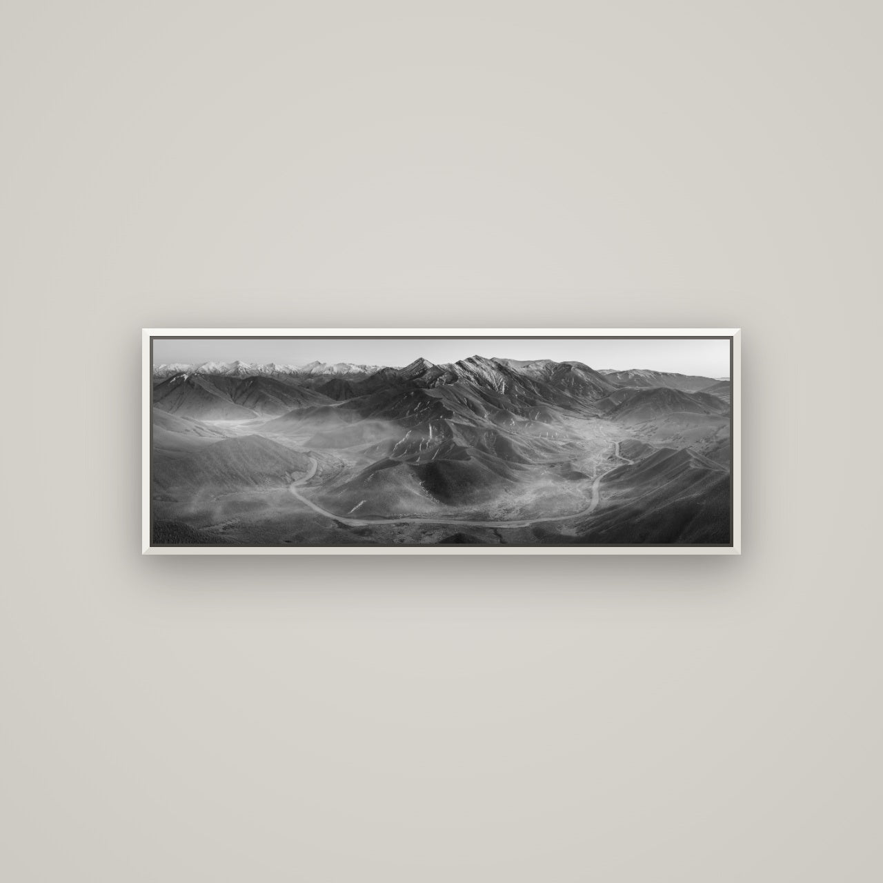 Dawn's Embrace, Lindis Pass Chronicles — Basel White, 113×40 cm. New Zealand fine art wall art by Stephen Milner.