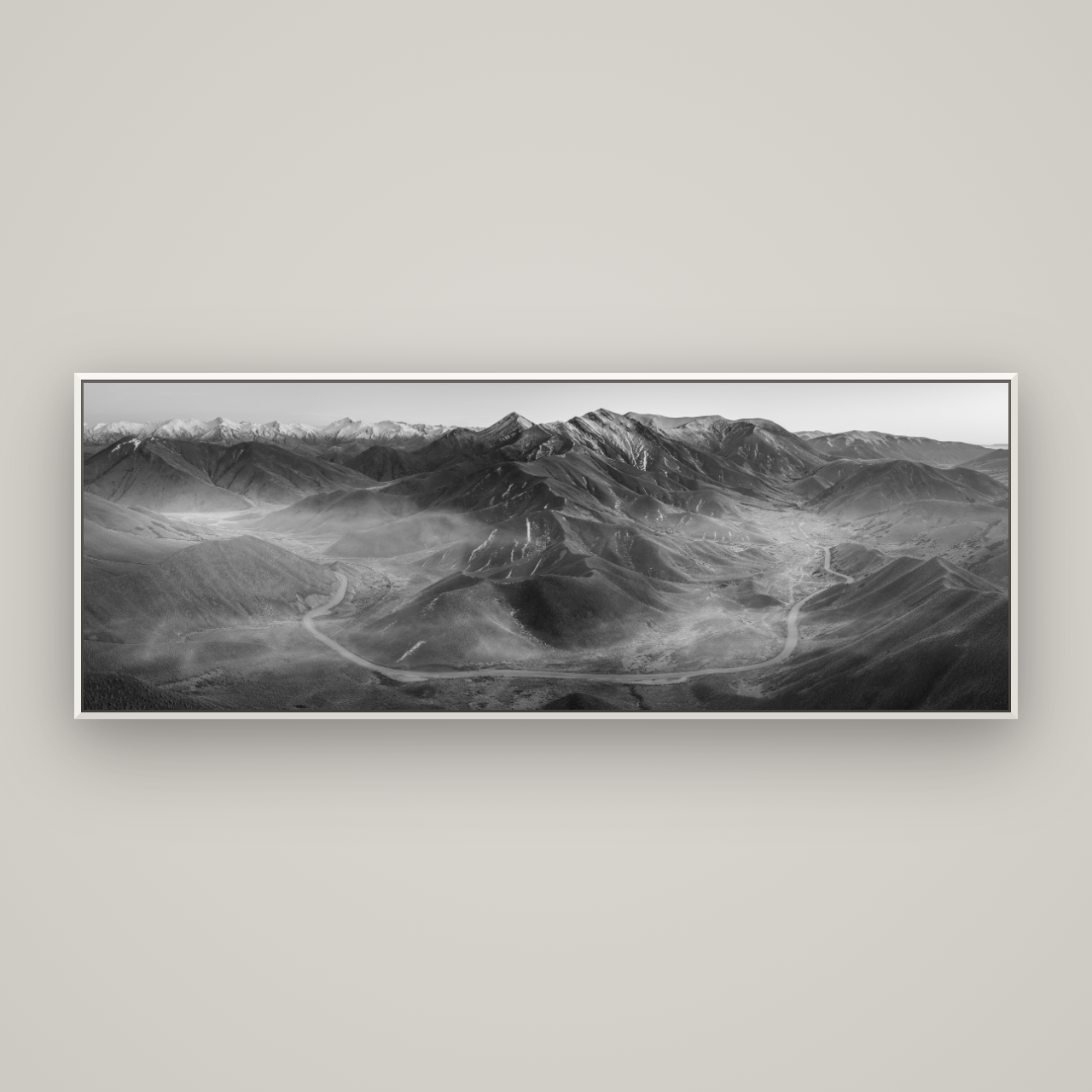 Dawn's Embrace, Lindis Pass Chronicles — Basel White, 198×70 cm. New Zealand fine art wall art by Stephen Milner.