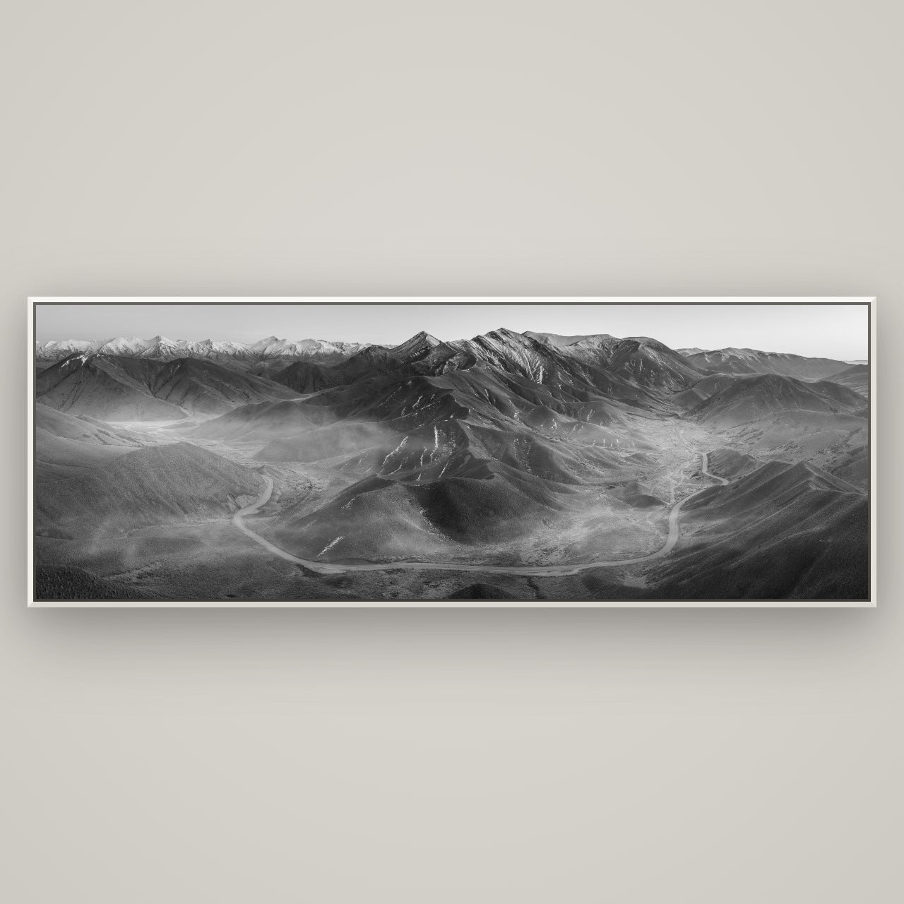 Dawn's Embrace, Lindis Pass Chronicles — Basel White, 198×70 cm. New Zealand fine art wall art by Stephen Milner.