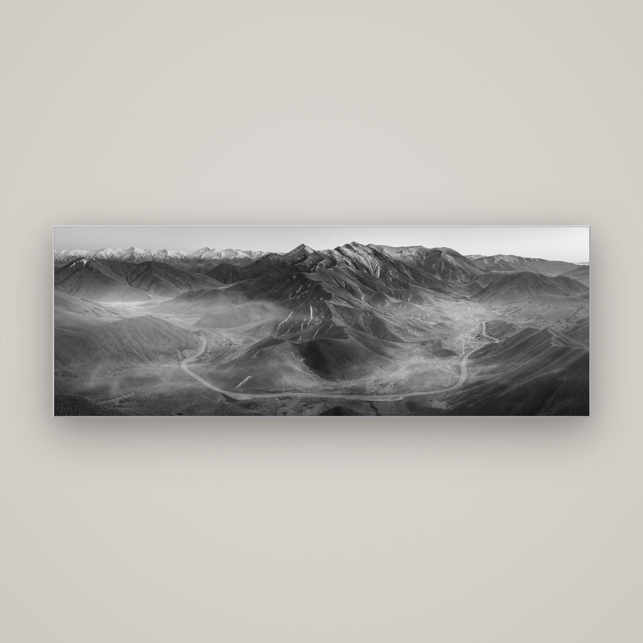 Dawn's Embrace, Lindis Pass Chronicles — Slimline Silver, 170×60 cm. New Zealand fine art wall art by Stephen Milner.