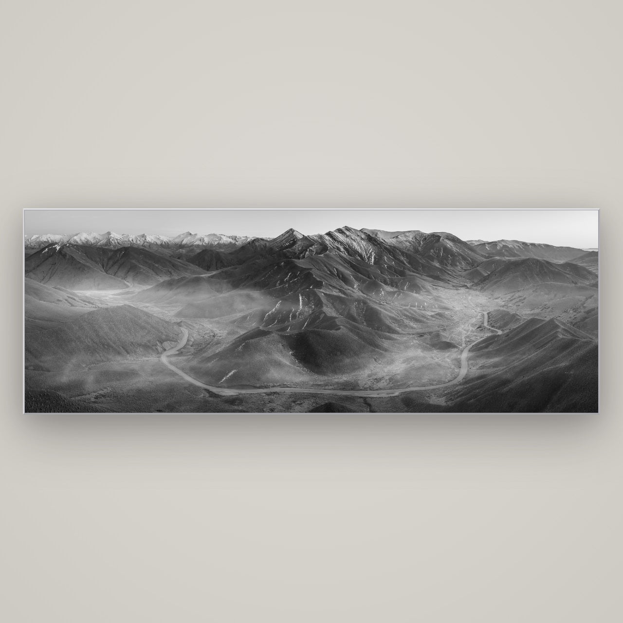 Dawn's Embrace, Lindis Pass Chronicles — Slimline Silver, 198×70 cm. New Zealand fine art wall art by Stephen Milner.