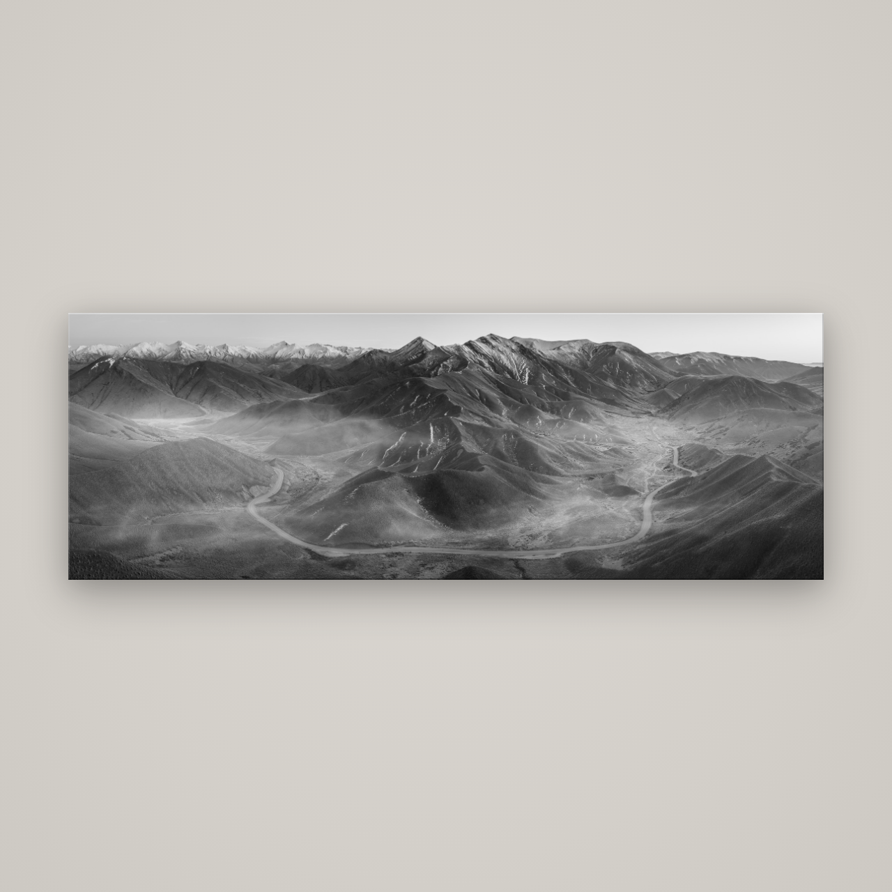 Dawn's Embrace, Lindis Pass Chronicles — No frame, 198×70 cm. New Zealand fine art wall art by Stephen Milner.