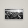 Dawn's Invitation, New Brighton Beach — Basel Black, 107×60 cm. New Zealand fine art wall art by Stephen Milner.