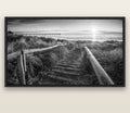 Dawn's Invitation, New Brighton Beach — black float frame canvas, 200 × 130 cm. New Zealand fine art landscape wall art by Stephen Milner.