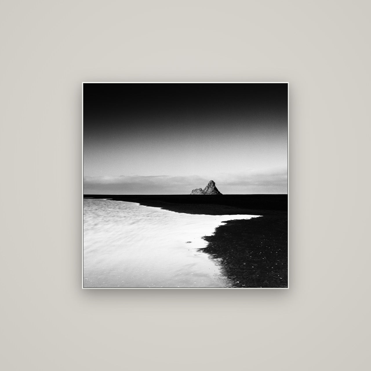 Dawns Lost Treasure, Karekare Beach — ArtBox White, 80×80 cm. New Zealand fine art wall art by Stephen Milner.