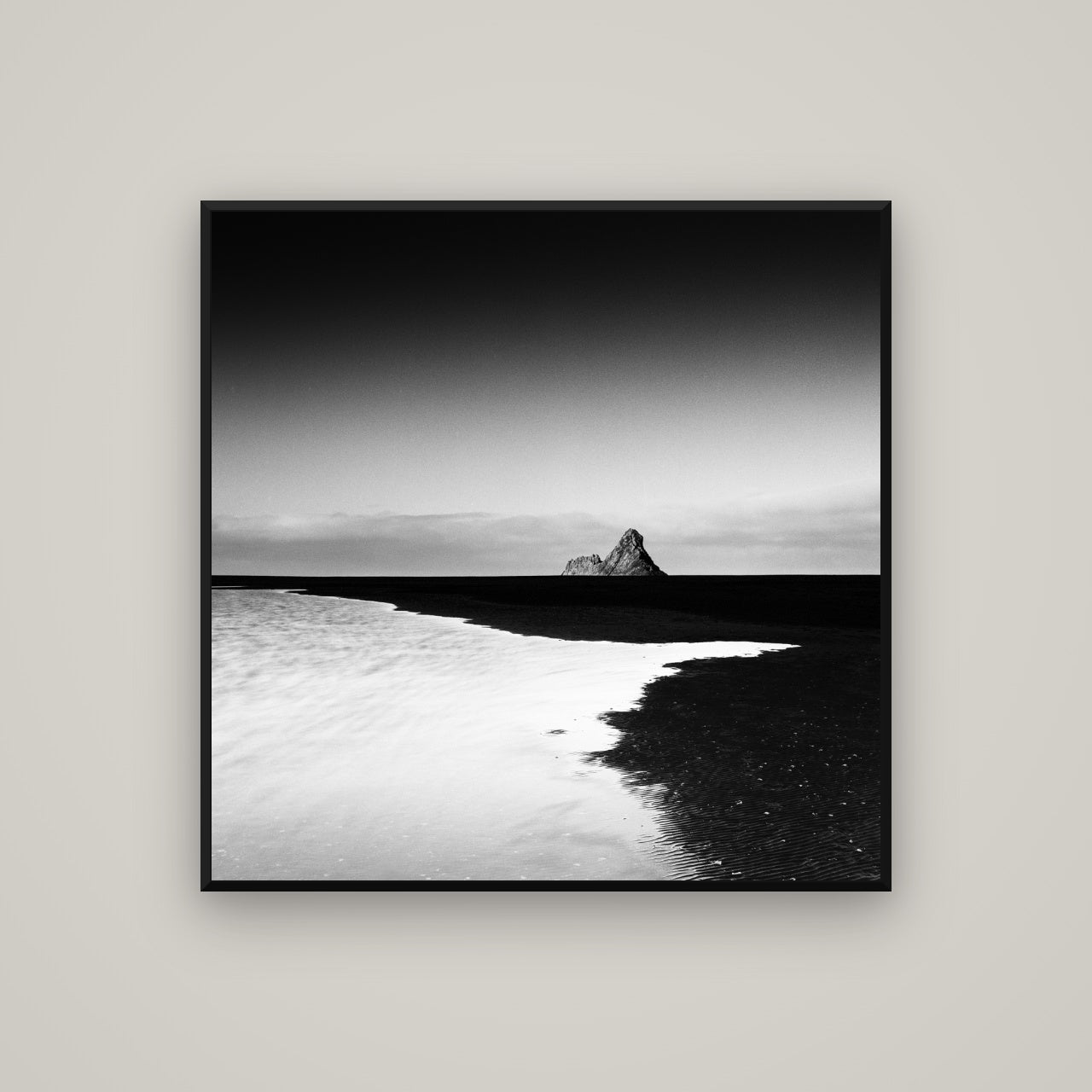 Dawns Lost Treasure, Karekare Beach — Basel Black, 100×100 cm. New Zealand fine art wall art by Stephen Milner.