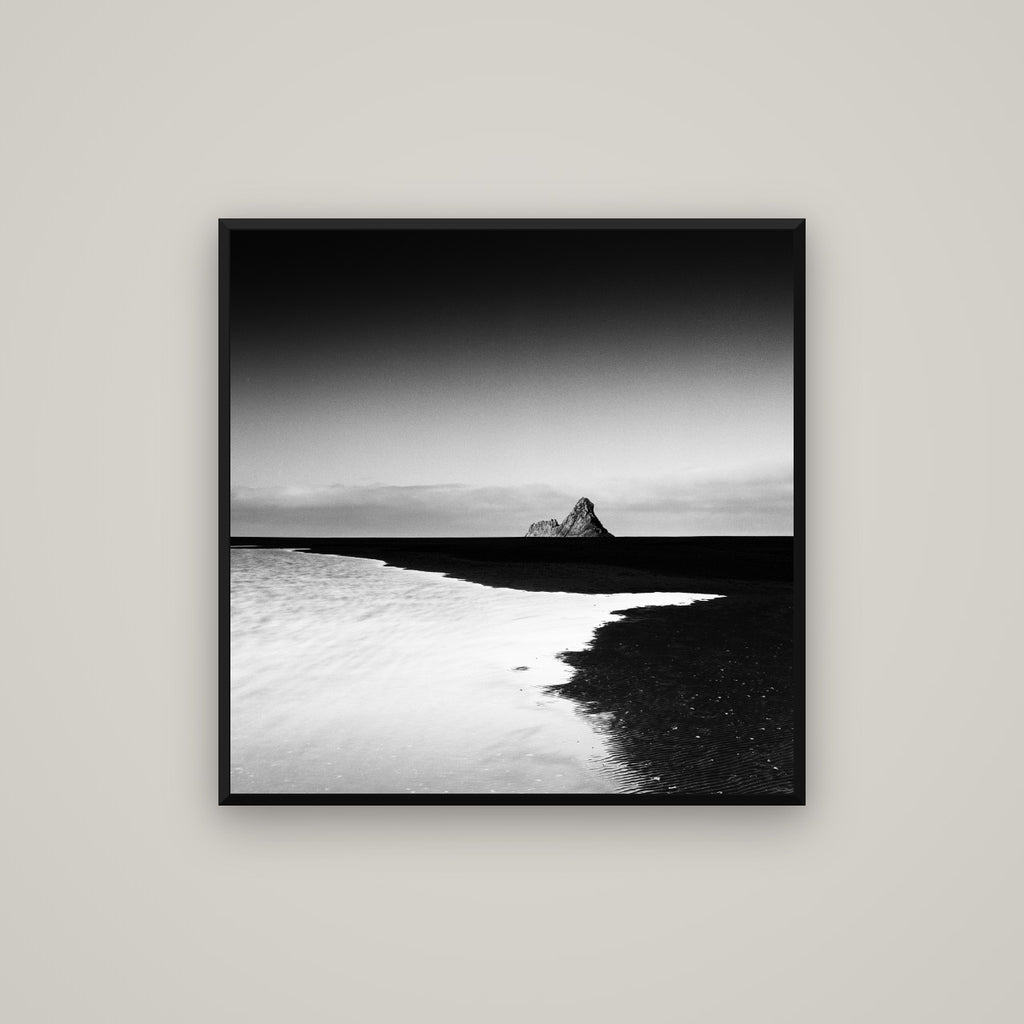 Dawns Lost Treasure, Karekare Beach — Basel Black Matte, 80×80 cm. New Zealand fine art wall art by Stephen Milner.