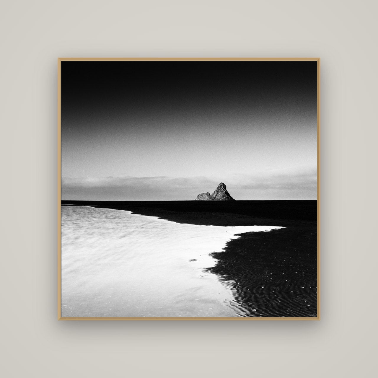 Dawns Lost Treasure, Karekare Beach, Basel Natural Oak, 120×120 cm. New Zealand fine art wall art by Stephen Milner.