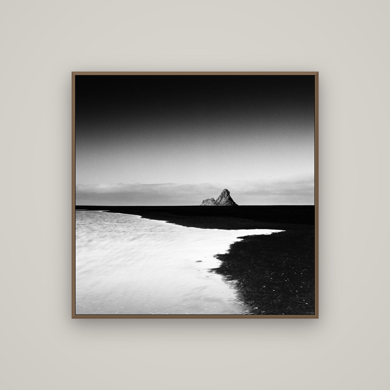 Dawns Lost Treasure, Karekare Beach, Basel Walnut, 100×100 cm. New Zealand fine art wall art by Stephen Milner.
