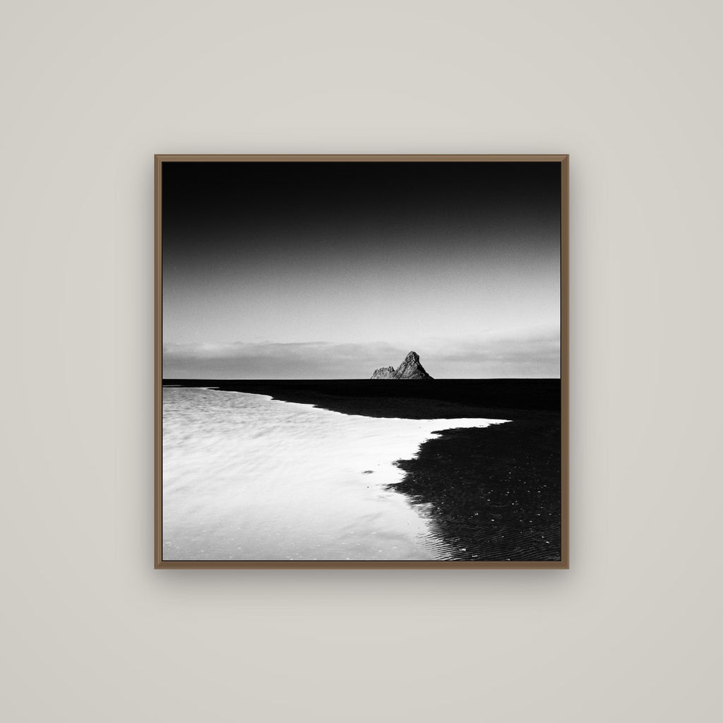 Dawns Lost Treasure, Karekare Beach, Basel Walnut, 80×80 cm. New Zealand fine art wall art by Stephen Milner.