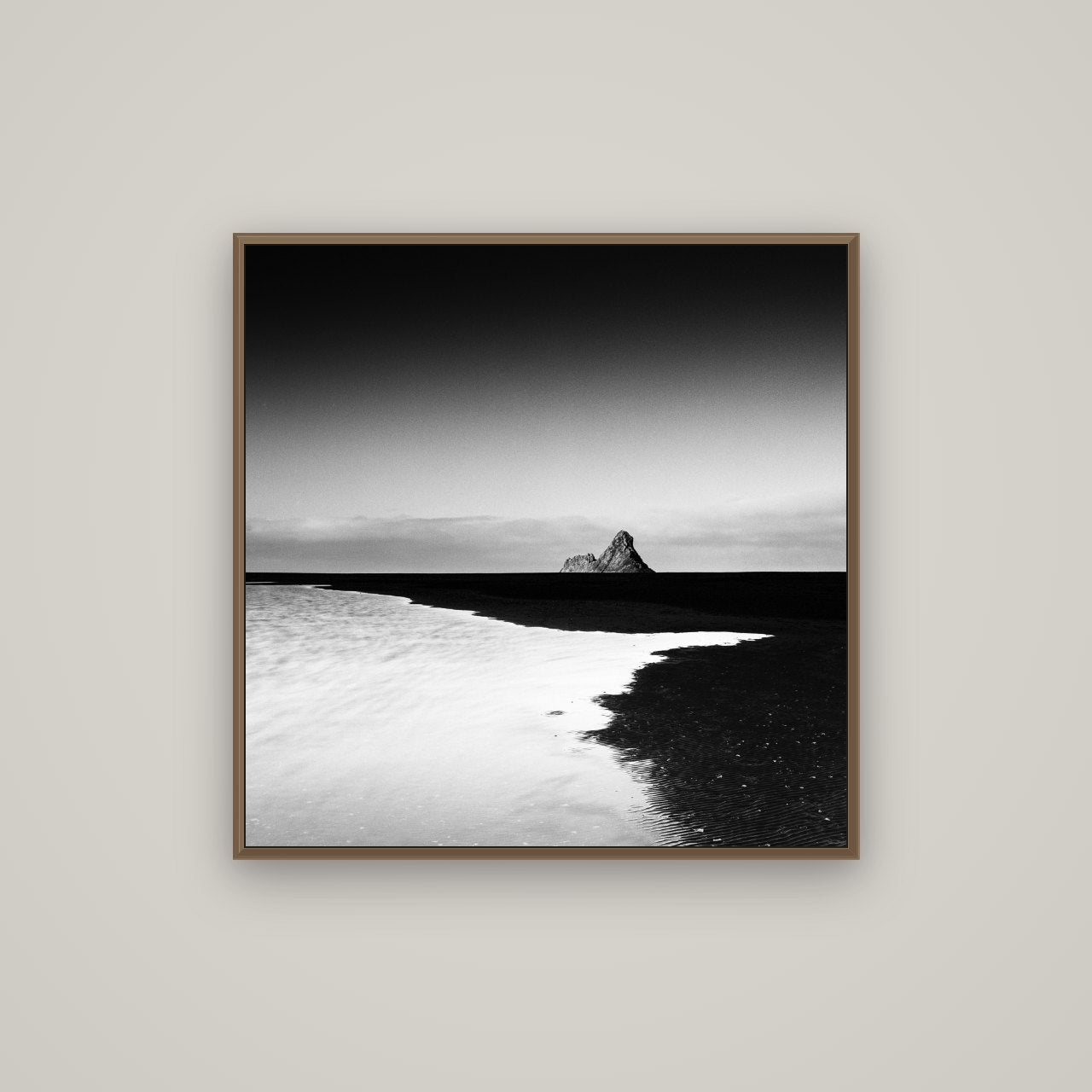 Dawns Lost Treasure, Karekare Beach, Basel Walnut, 80×80 cm. New Zealand fine art wall art by Stephen Milner.