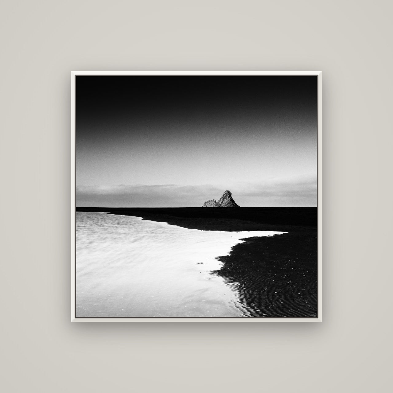 Dawns Lost Treasure, Karekare Beach — Basel White, 100×100 cm. New Zealand fine art wall art by Stephen Milner.