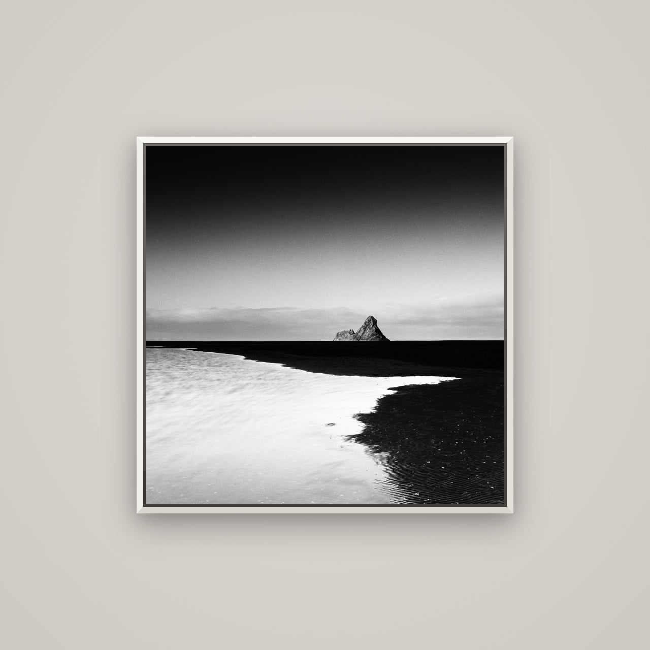 Dawns Lost Treasure, Karekare Beach — Basel White, 80×80 cm. New Zealand fine art wall art by Stephen Milner.