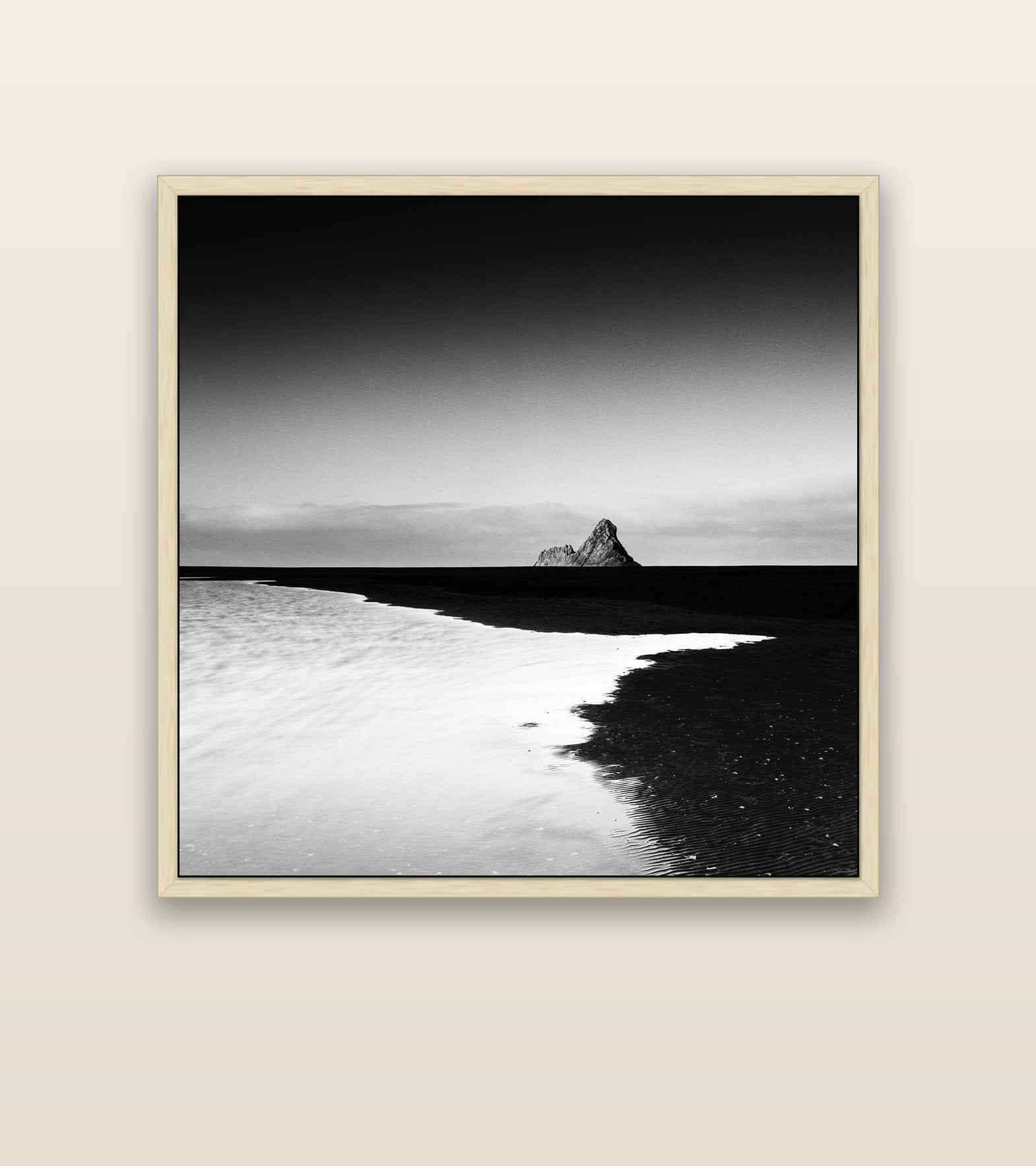 Dawns Lost Treasure, Karekare Beach — natural float frame canvas, 127 × 127 cm. New Zealand fine art landscape wall art by Stephen Milner.