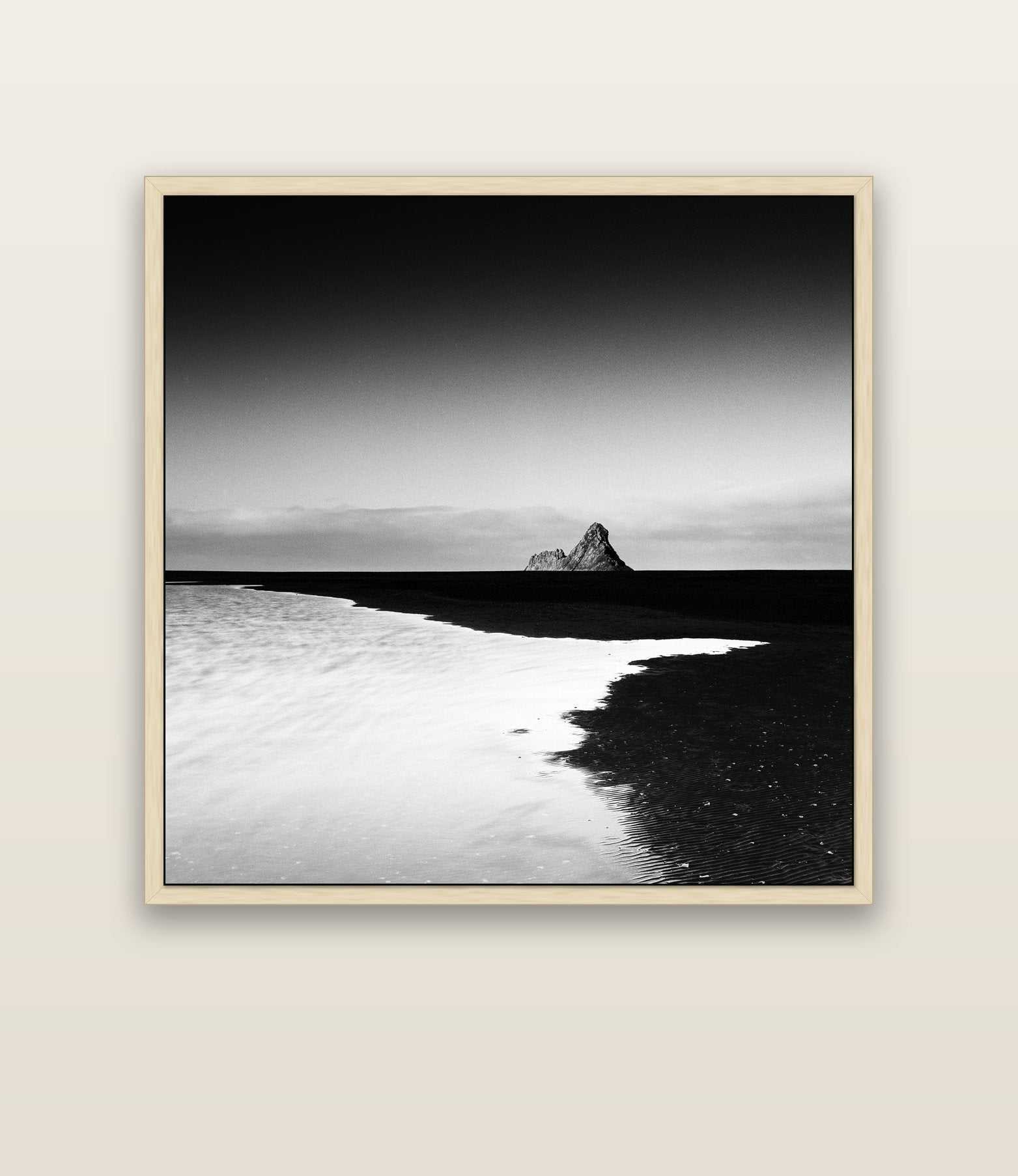 Dawns Lost Treasure, Karekare Beach — natural float frame canvas, 133 × 133 cm. New Zealand fine art landscape wall art by Stephen Milner.
