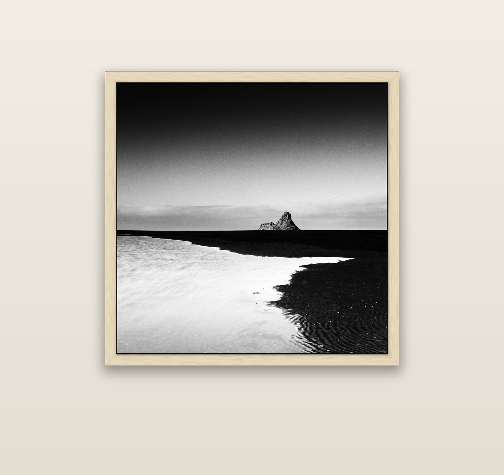 Dawns Lost Treasure, Karekare Beach — natural float frame canvas, 91 × 91 cm. New Zealand fine art landscape wall art by Stephen Milner.