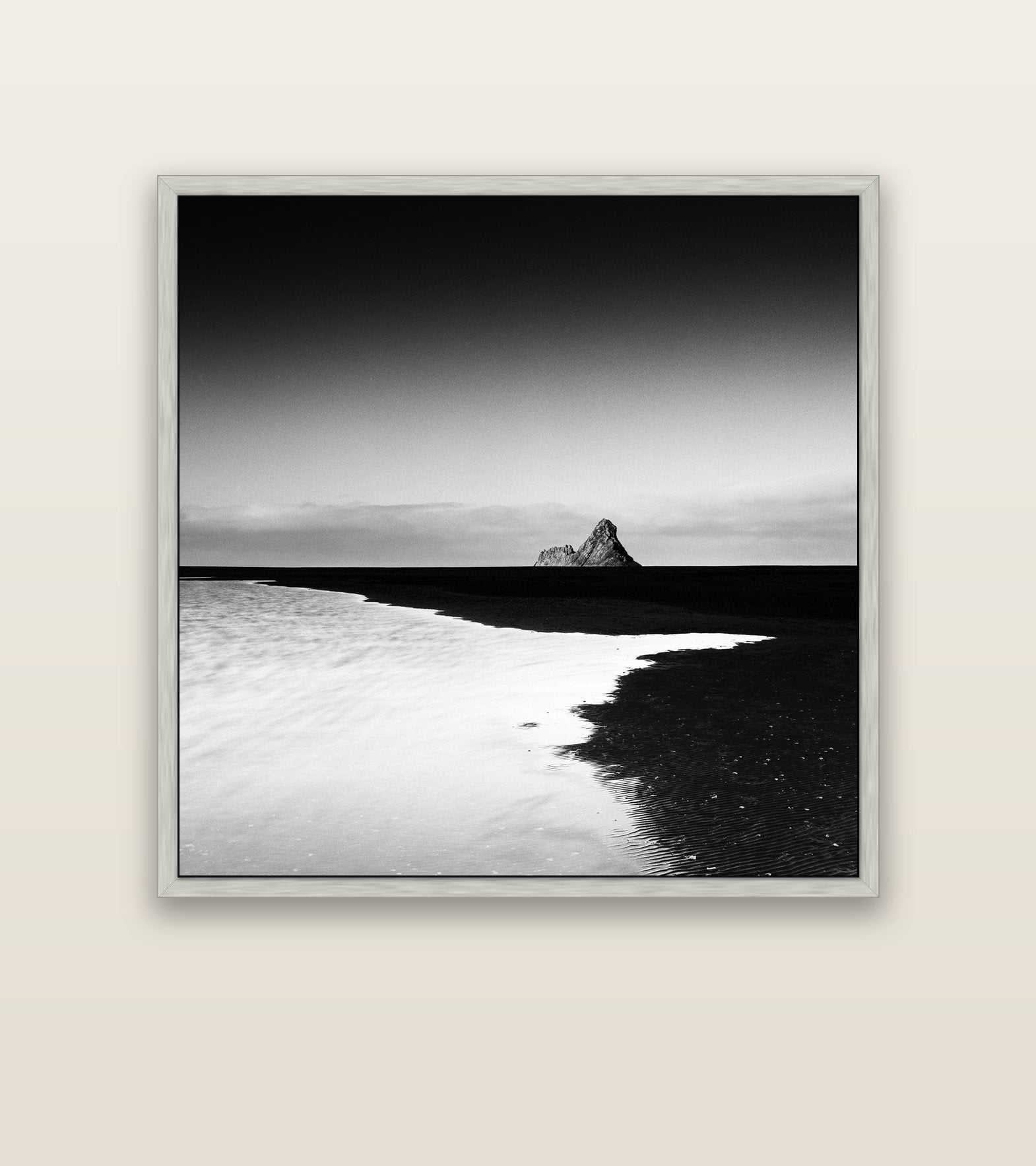 Dawns Lost Treasure, Karekare Beach — silver float frame canvas, 127 × 127 cm. New Zealand fine art landscape wall art by Stephen Milner.