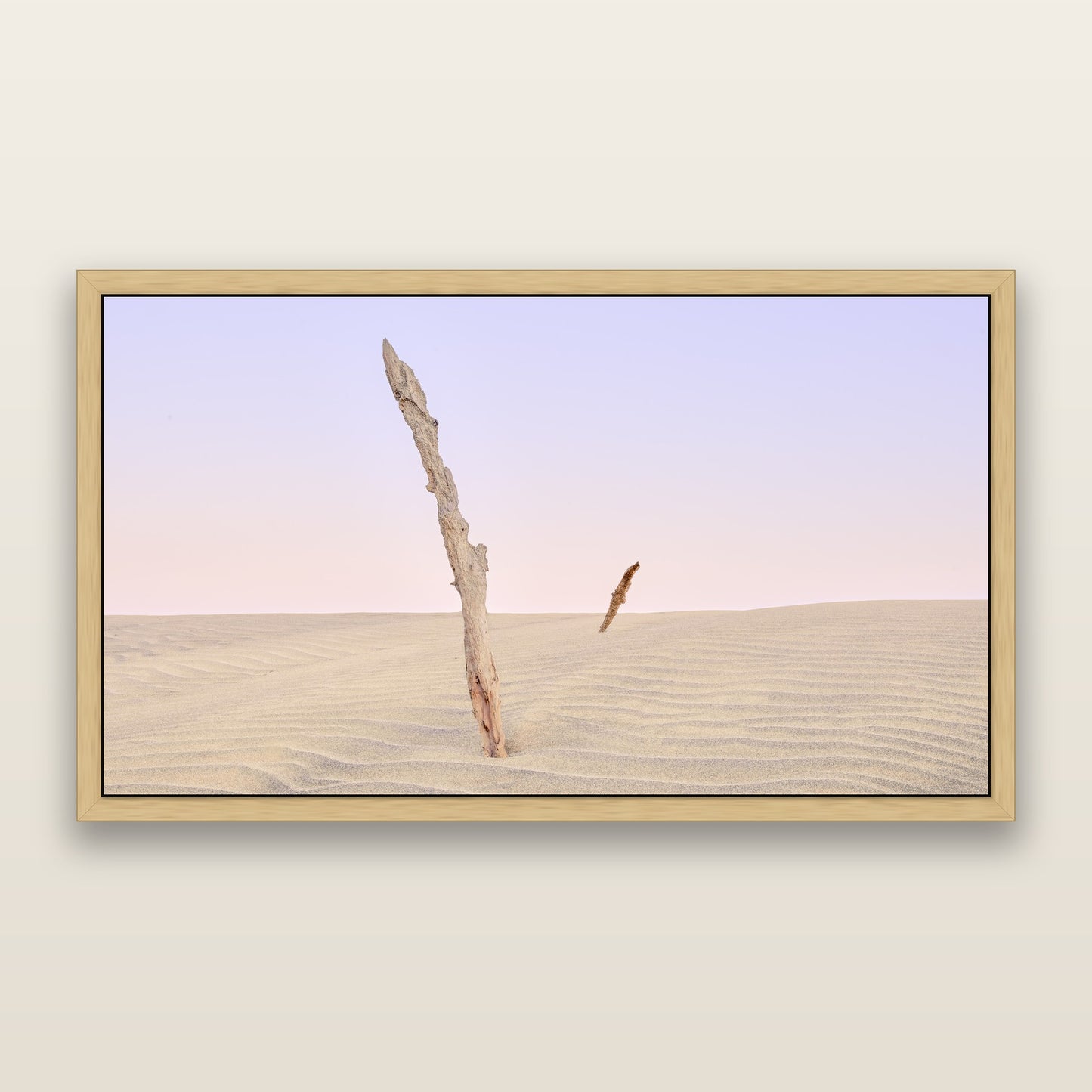 Desert Remnants, Pouto Peninsular — framed metallic canvas print, Natural frame. New Zealand fine art landscape wall art by Stephen Milner.
