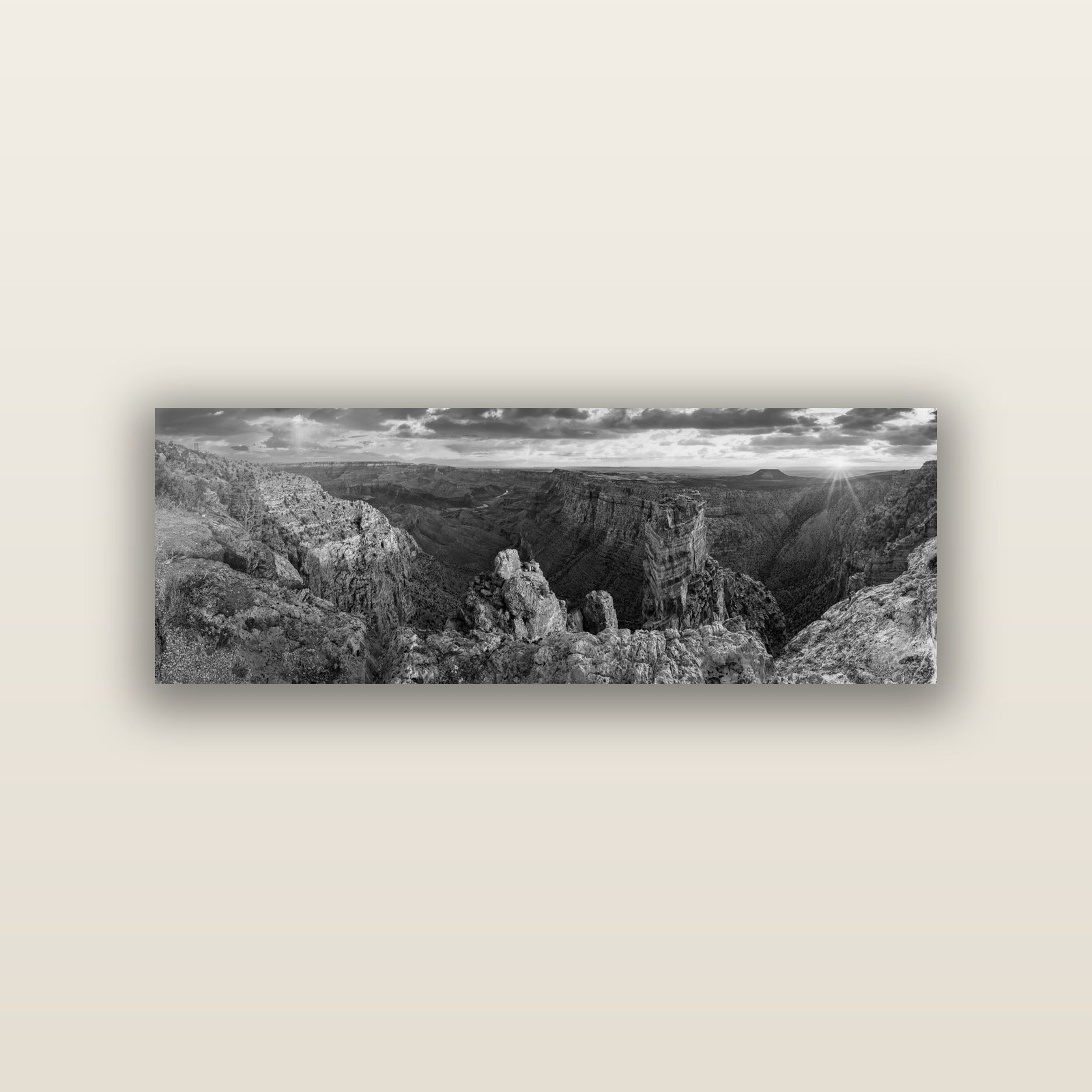 Desert's Symphony, Grand Canyon Sunrise Reverie — acrylic panel print, small 76 × 25 cm. New Zealand fine art landscape wall art by Stephen Milner.