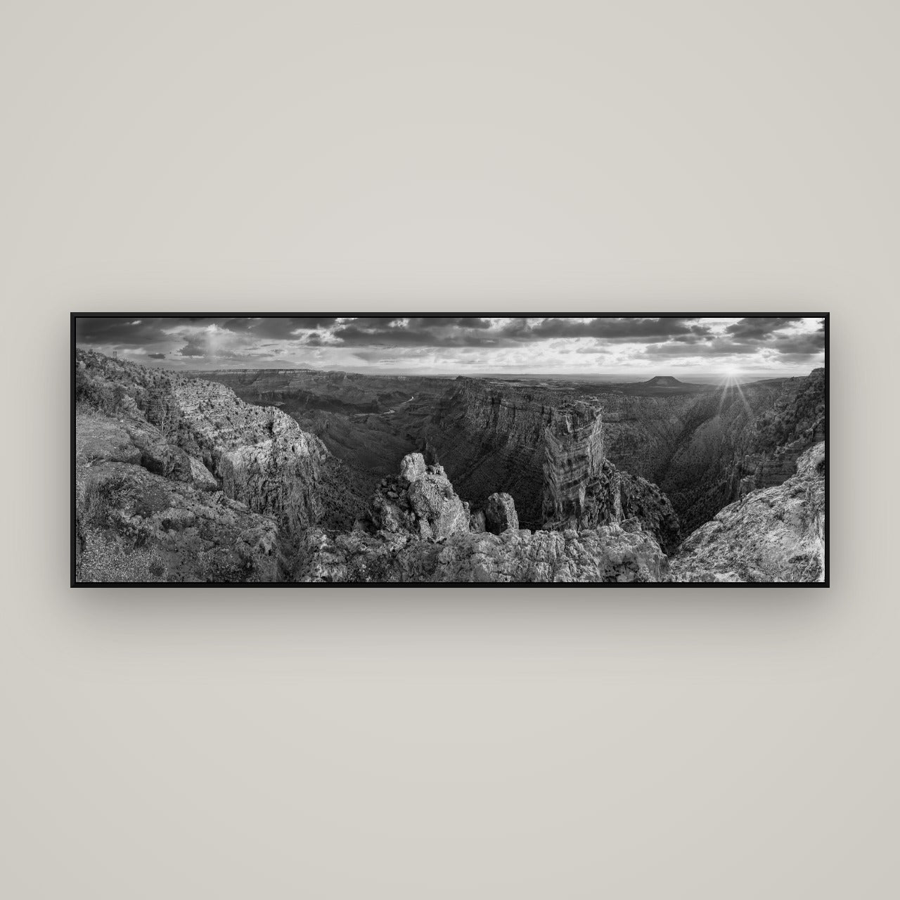 Desert's Symphony, Grand Canyon Sunrise Reverie — ArtBox Black, 170×60 cm. New Zealand fine art wall art by Stephen Milner.