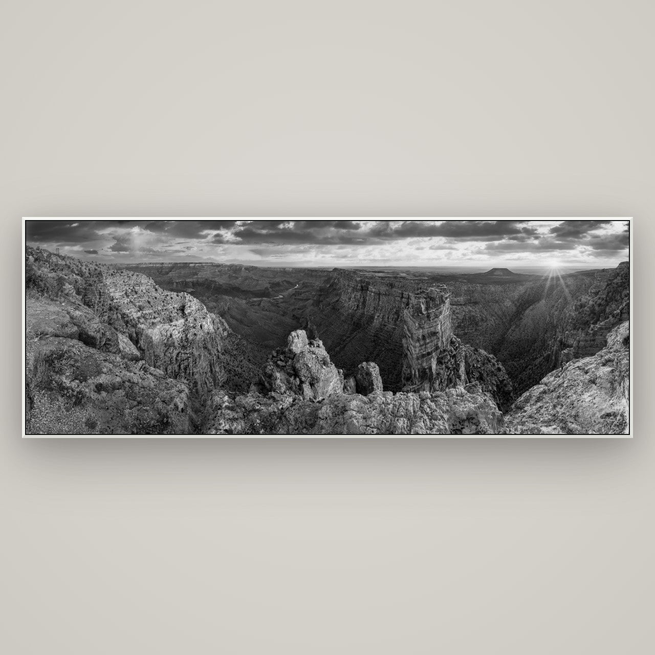 Desert's Symphony, Grand Canyon Sunrise Reverie — ArtBox White, 198×70 cm. New Zealand fine art wall art by Stephen Milner.