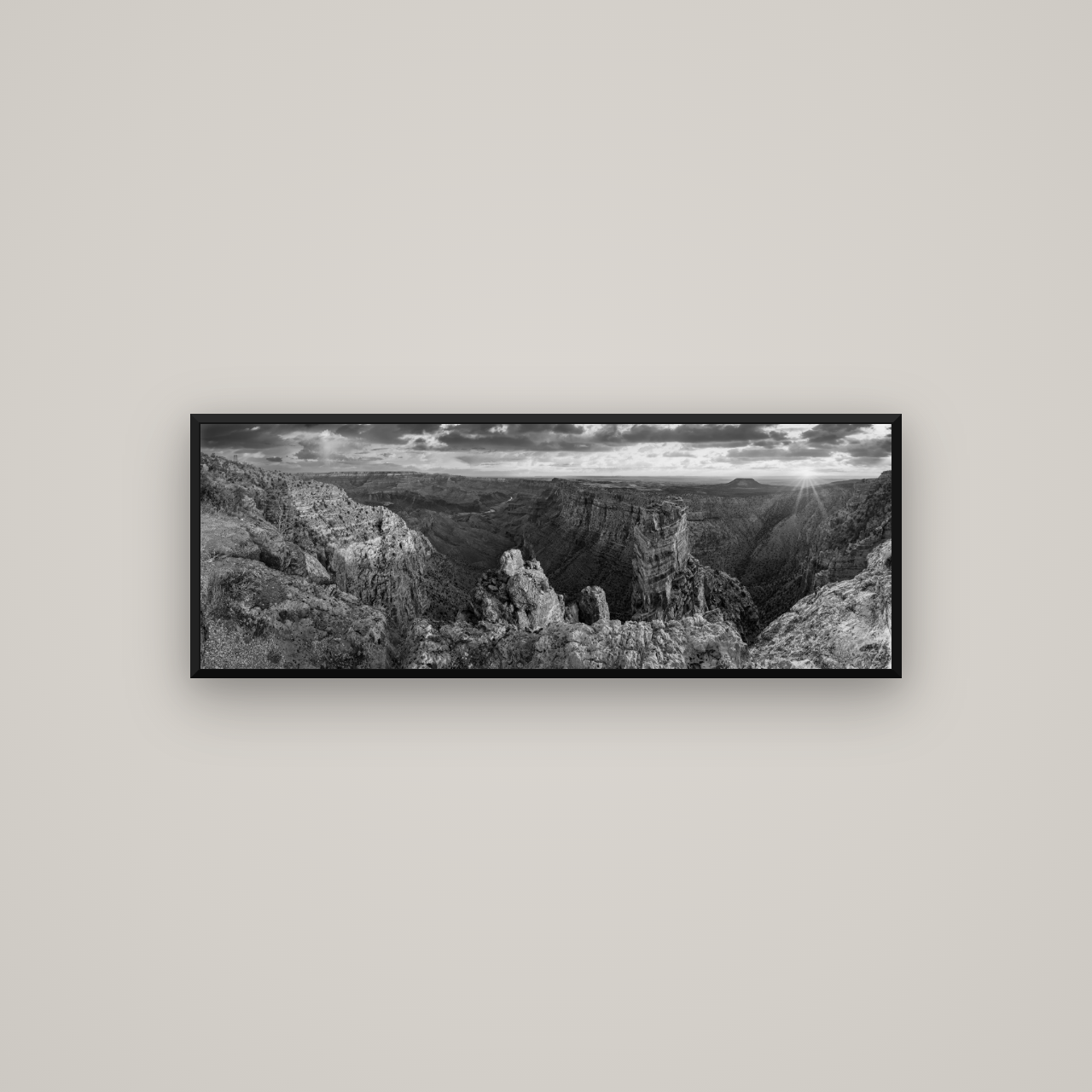 Desert's Symphony, Grand Canyon Sunrise Reverie — Basel Black Matte, 113×40 cm. New Zealand fine art wall art by Stephen Milner.