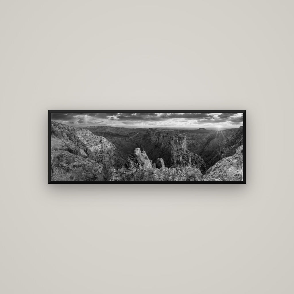 Desert's Symphony, Grand Canyon Sunrise Reverie — Basel Black Matte, 113×40 cm. New Zealand fine art wall art by Stephen Milner.