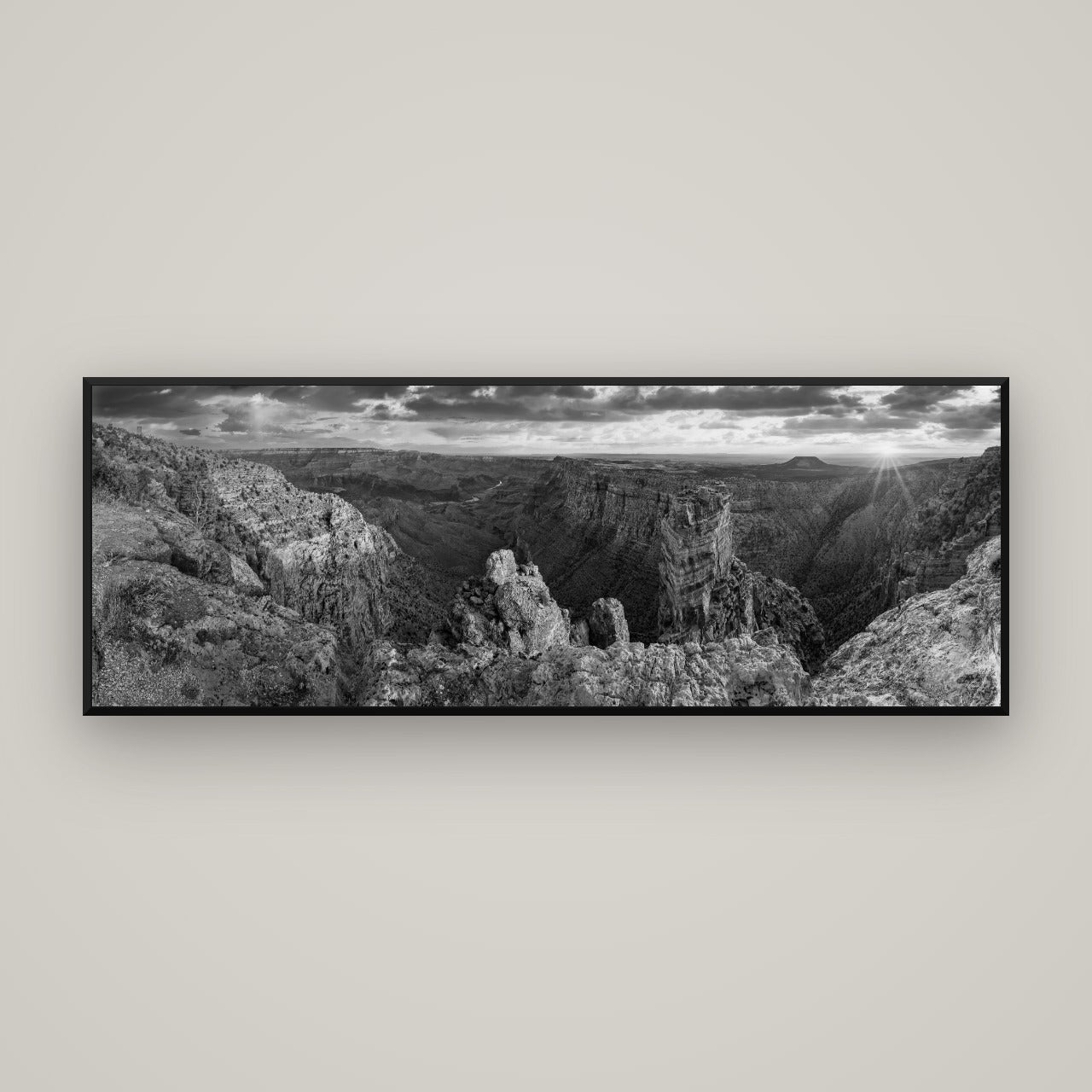 Desert's Symphony, Grand Canyon Sunrise Reverie — Basel Black, 170×60 cm. New Zealand fine art wall art by Stephen Milner.