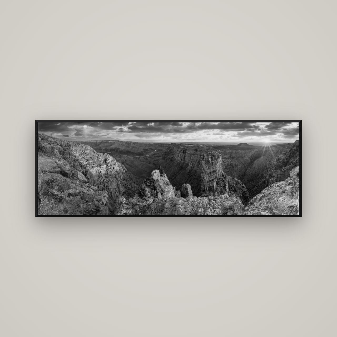 Desert's Symphony, Grand Canyon Sunrise Reverie — Basel Black Matte, 170×60 cm. New Zealand fine art wall art by Stephen Milner.