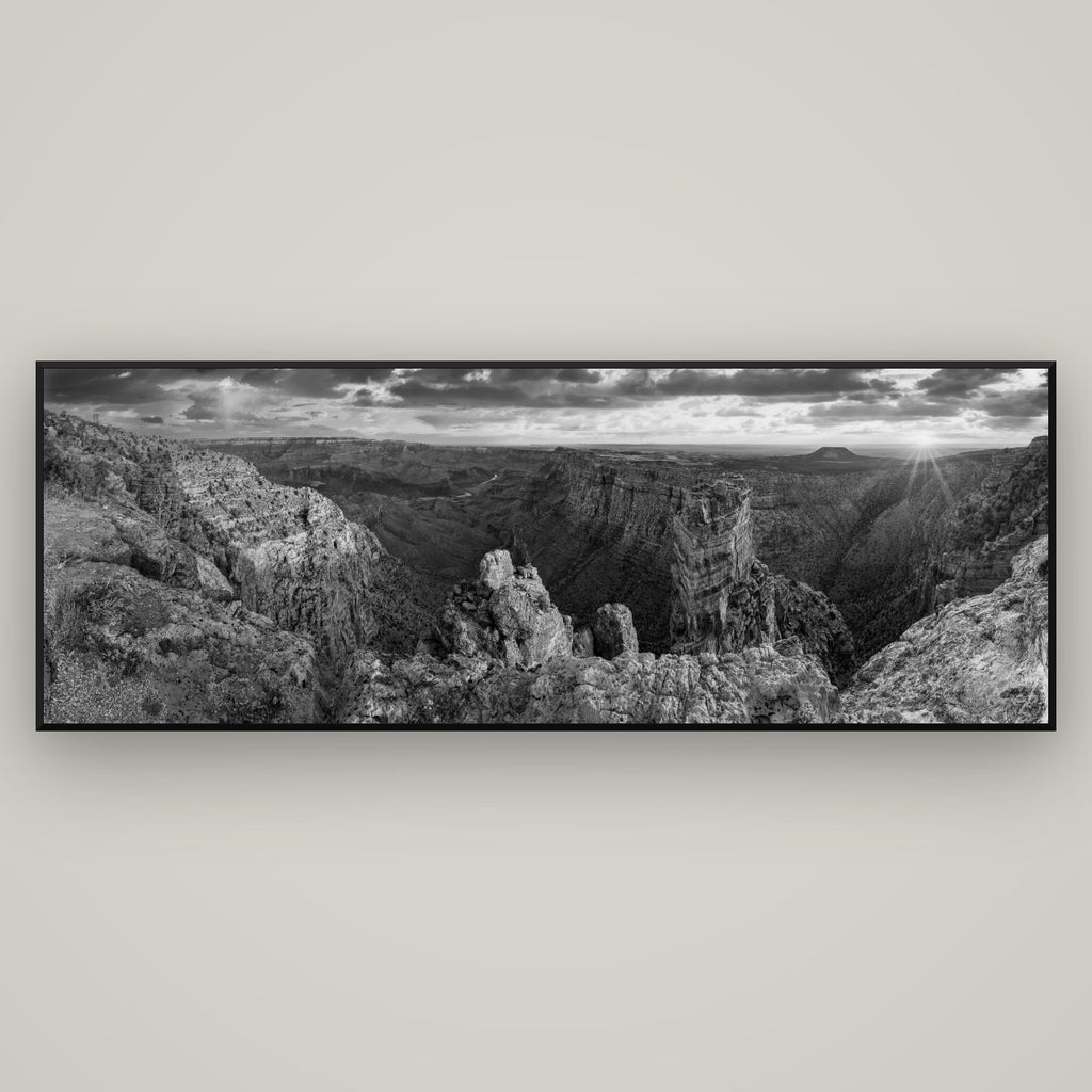 Desert's Symphony, Grand Canyon Sunrise Reverie — Basel Black, 198×70 cm. New Zealand fine art wall art by Stephen Milner.