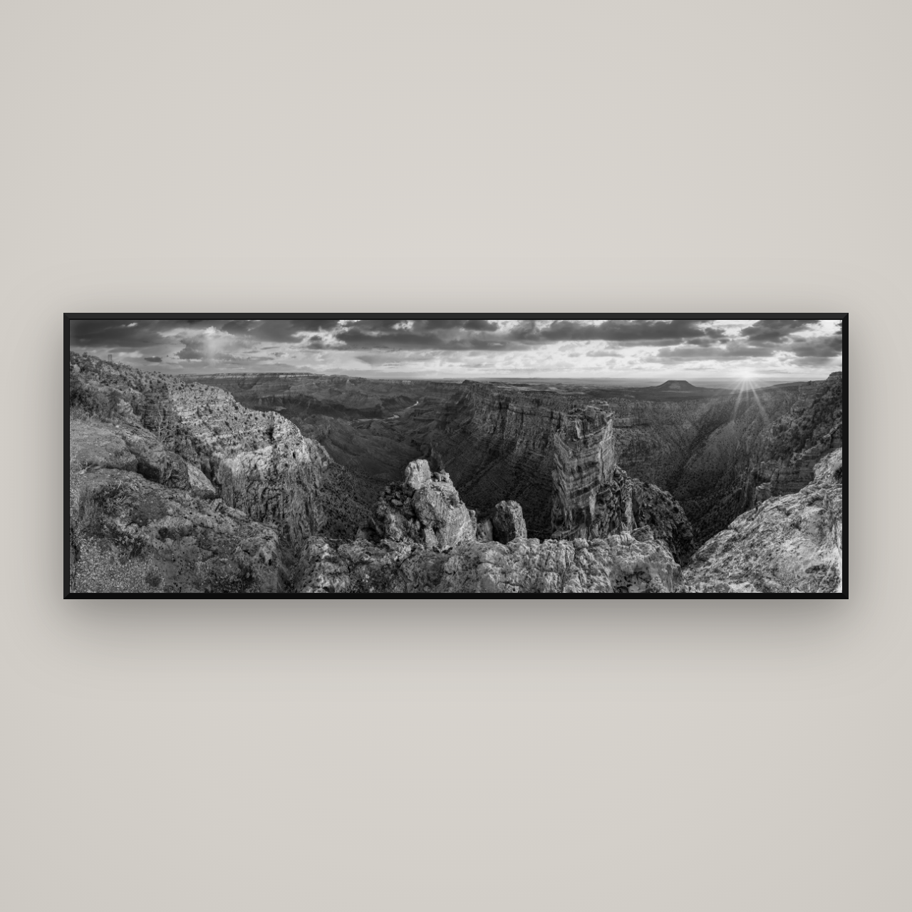 Desert's Symphony, Grand Canyon Sunrise Reverie — Basel Black Matte, 198×70 cm. New Zealand fine art wall art by Stephen Milner.