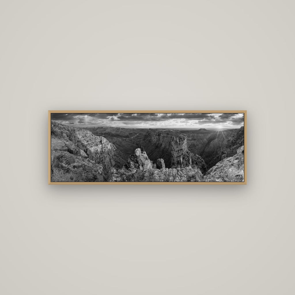 Desert's Symphony, Grand Canyon Sunrise Reverie, Basel Natural Oak, 113×40 cm. New Zealand fine art wall art by Stephen Milner.