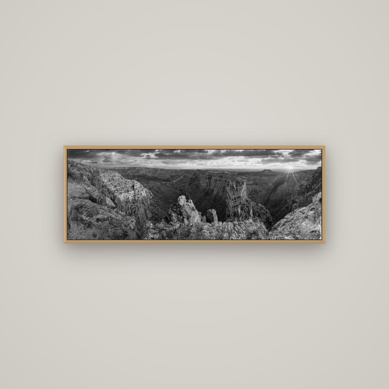 Desert's Symphony, Grand Canyon Sunrise Reverie, Basel Natural Oak, 113×40 cm. New Zealand fine art wall art by Stephen Milner.