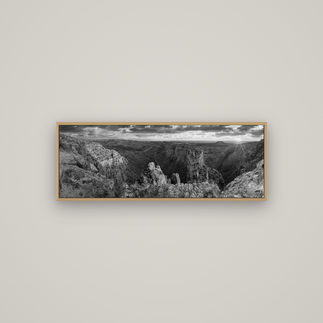 Desert's Symphony, Grand Canyon Sunrise Reverie, Basel Natural Oak, 113×40 cm. New Zealand fine art wall art by Stephen Milner.