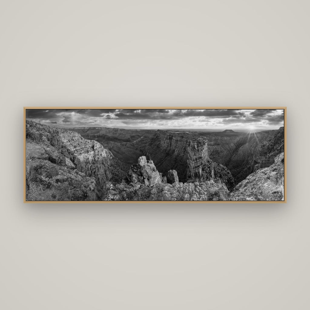 Desert's Symphony, Grand Canyon Sunrise Reverie, Basel Natural Oak, 170×60 cm. New Zealand fine art wall art by Stephen Milner.