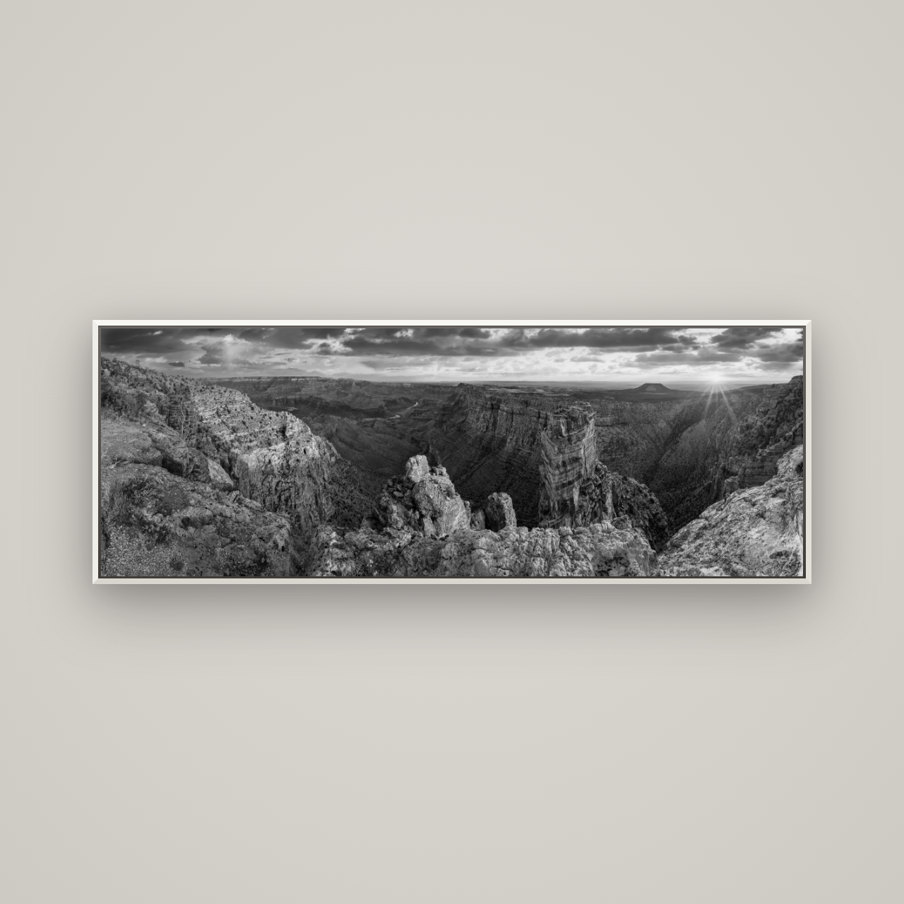 Desert's Symphony, Grand Canyon Sunrise Reverie — Basel White, 170×60 cm. New Zealand fine art wall art by Stephen Milner.