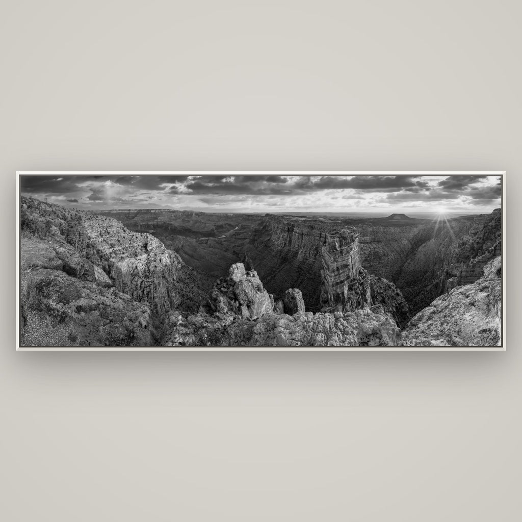Desert's Symphony, Grand Canyon Sunrise Reverie — Basel White, 198×70 cm. New Zealand fine art wall art by Stephen Milner.