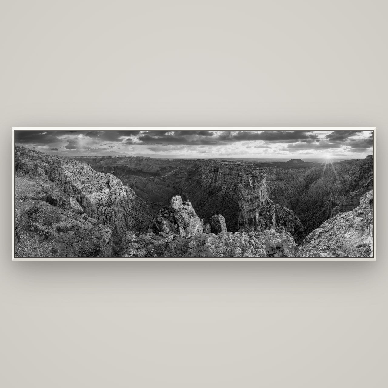 Desert's Symphony, Grand Canyon Sunrise Reverie — Basel White, 198×70 cm. New Zealand fine art wall art by Stephen Milner.