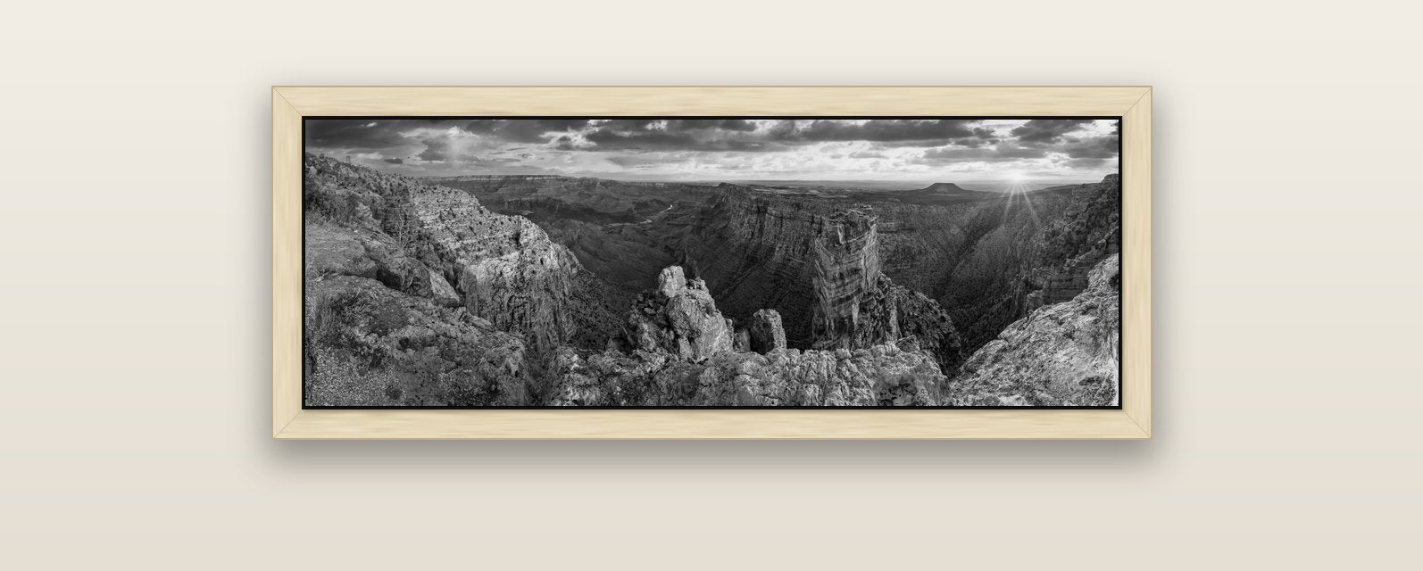 Desert's Symphony, Grand Canyon Sunrise Reverie — natural float frame canvas, 102 × 36 cm. New Zealand fine art landscape wall art by Stephen Milner.