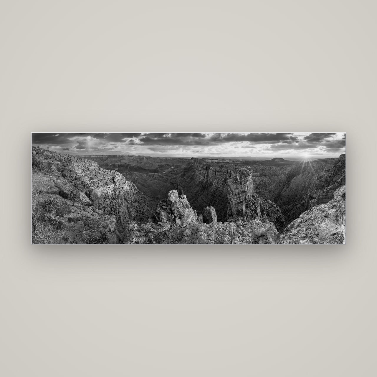 Desert's Symphony, Grand Canyon Sunrise Reverie — Slimline Silver, 170×60 cm. New Zealand fine art wall art by Stephen Milner.