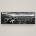 Dunedin Serenity, Tunnel Beach Sunset — Basel Black, 198×70 cm. New Zealand fine art wall art by Stephen Milner.
