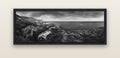 Dunedin Serenity, Tunnel Beach Sunset — black float frame canvas, 152 × 56 cm. New Zealand fine art landscape wall art by Stephen Milner.
