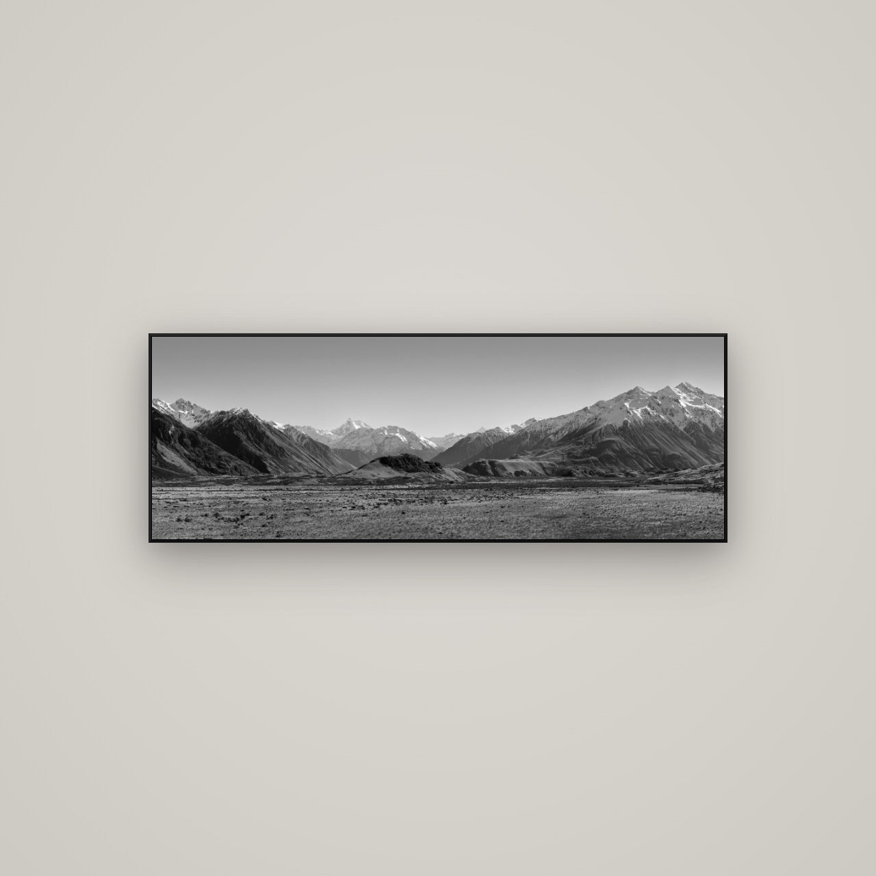 Edoras Unveiled, The Majesty of Mount Sunday — ArtBox Black, 113×40 cm. New Zealand fine art wall art by Stephen Milner.